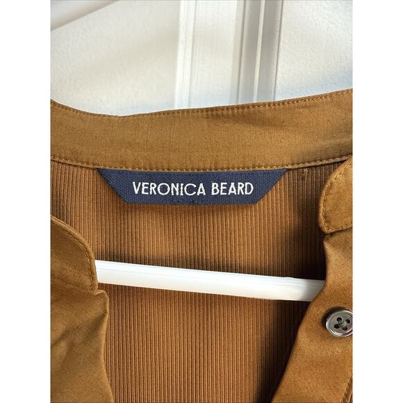 Veronica Beard Brown Coralee Cotton Blend Puff Sleeve Womens Blouse Top Size M - Picture 5 of 10